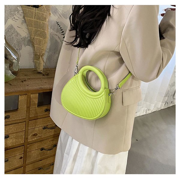 Crossbody-vesker for kvinner Pu-håndveske Liten rund veske Grønn)