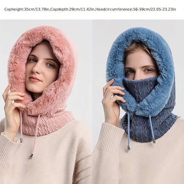 Kvindernes vinter udendørs hætte maske, koldtæt cover hyggelig varm cap Khaki
