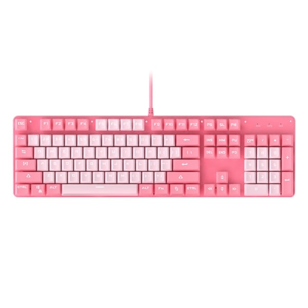 CQBB Riktigt mekaniskt tangentbord Cute Girly Heart Rosa 104 tangenter LED-bakgrundsbelyst speltangentbord för gaming-rosa och vitt (vitt ljus)