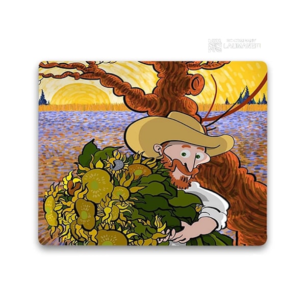 Liten musmatta Tecknad Van Gogh Illustration Pc Gamer-skåp Tangentbord Skrivbordsmatta Datorspelstillbehör Musmatta Animemattor ZY003224 30x35cm