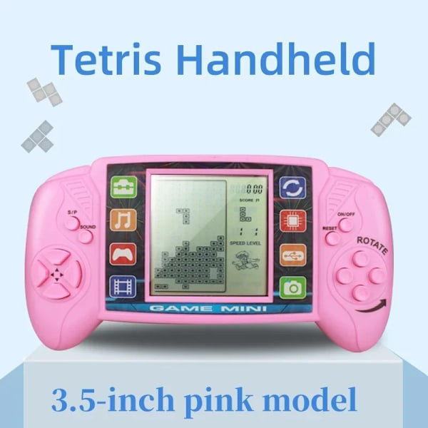 Bærbar Klassisk Nostalgisk Tetris Spilmaskine Pædagogisk Legetøj Skærm Håndholdt Pocket Gaming Player Elektronisk Legetøj Blå