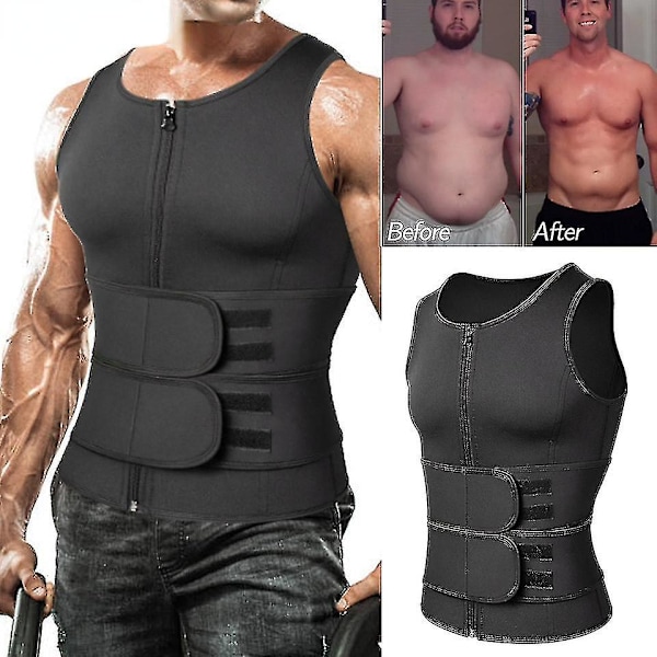Mænd Shapewear Taljetræner Sved Vest Sauna Kostume Træningstrøje Slank Body Shaper Til Vægttab Sort A M black A M