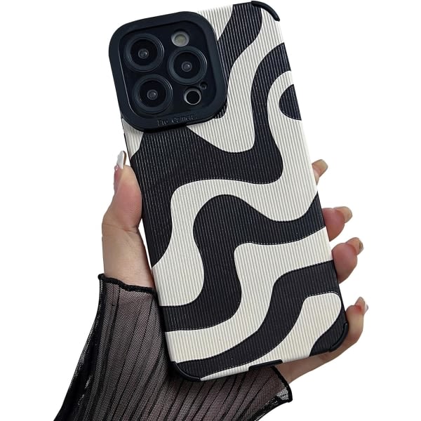 CQBB Kompatibel med iPhone 12 Pro Max Cute Wave Pattern Case för kvinnor, flickor, Mjuk TPU Anti-Bump Phone Case Zebra Mönster Design Case