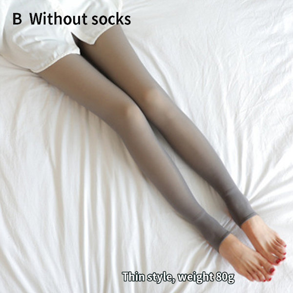 Vintervarma Leggings Dam Tjocka Fleece Leggings Hög midja Grå Utan Sockor 80G Gray Without Socks 80G