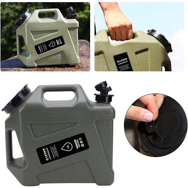 12L Kannettava Veden Säiliö Hanaan ja Puhdistusharjalla, BPA-Vapaa Leirintään Army green