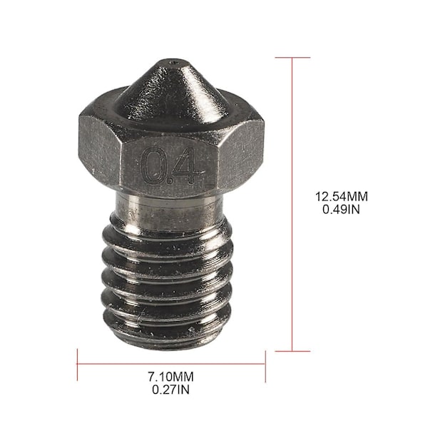 3D-skrivarmunstycken Fore3d 1,75/3,0 Filament Härdat Stålmunstycke Skrivhuvud