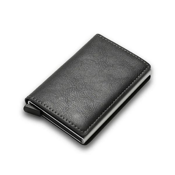 Kolfiberkortfodral Plånböcker Herr RFID Black Magic Trifold Läder Smal Miniplånbok Liten Pengaväska Man Plånbok Plånbok Kvinnor mörkgrå B