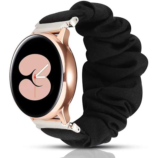 Elastisk nylon för Samsung Galaxy Watch 4 40mm 44mm band Scrunchies armband för Samsung Galaxy Watch4 Classic 42/46mm Svart 22mm