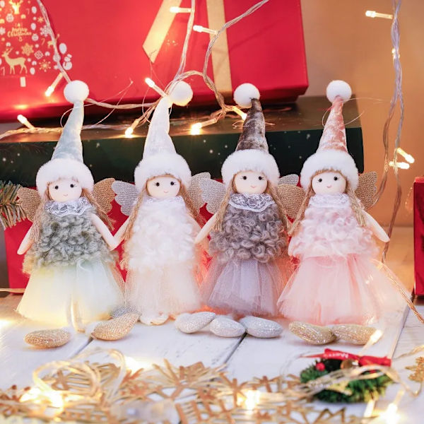 Söta Flicka Ängel Julhängande Dekorationer Julgran Hängande Prydnader Juldekorationer För Hem Juldockor Barnpresent Navidad Gåva Q23-012 Champagne