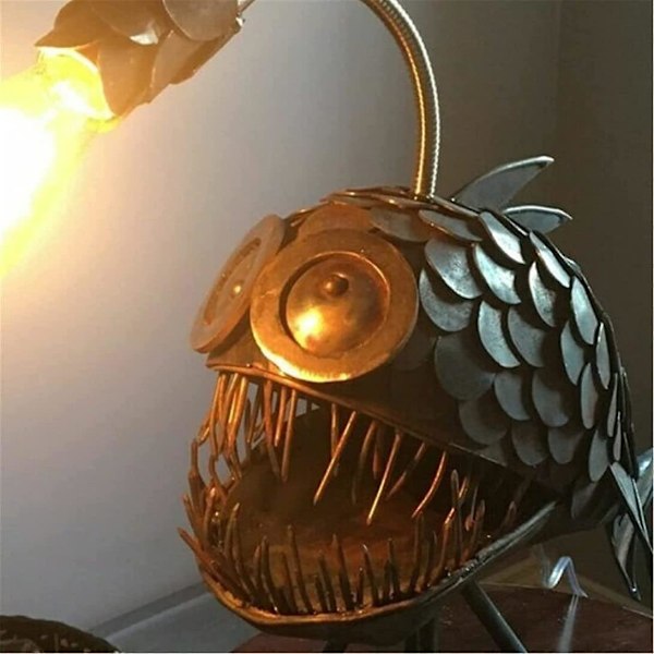 Angler Fish Lamp Art Handgjord staty havsdjur prydnad M M