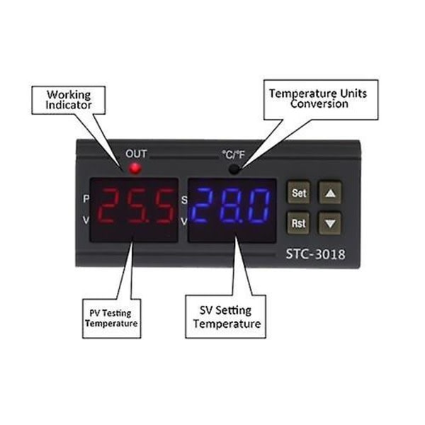 CQBB STC-3018 Digital temperaturregulator Intelligent NTC Sensor Temp Control Termostat för Frys F
