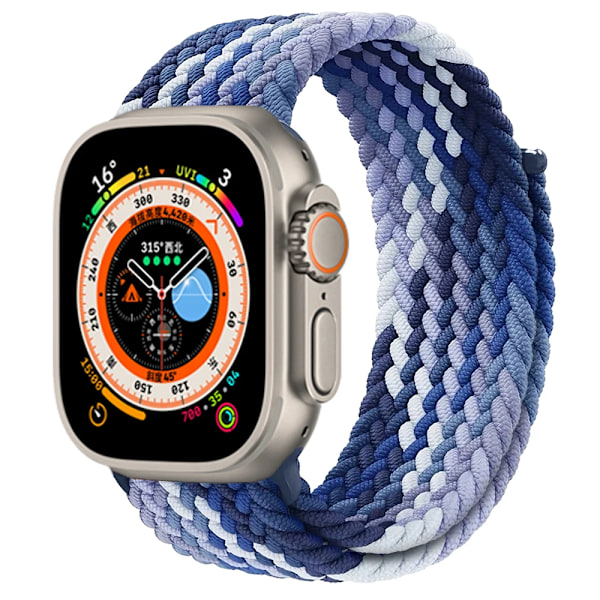Punottu Solo Loop Apple Watch -ranneke 40 mm 44 mm 49 mm 45 mm 41 mm 38 mm 42 mm Elastinen iWatch-ranneke sarjoille 9 8 7 se Ultra 2 Mustikka M-koko
