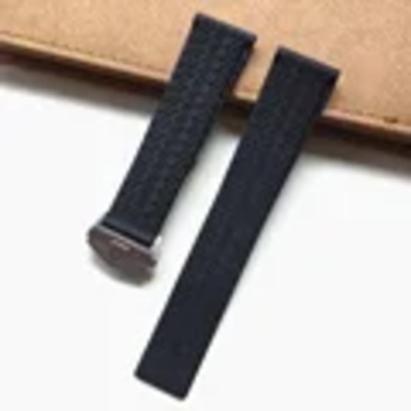 Silikon Gummi Svart Klockarmband 22Mm Klockbälte För Tag Rem Carrer F1 Heuer Band Fjärilsspänne Drivet Mjukt Armband svart silver 22mm