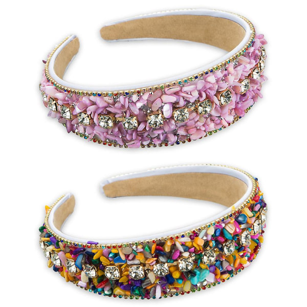 2st flerfärgade pannband för tjejer - Rainbow Pearl hårband för barn - Söt mode tjej pannband hårtillbehör
