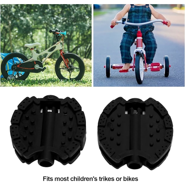 2 Pak Børnecykelpedaler - Holdbare Plastik Trehjulcykel Og Cykel Tilbehør Til Børnecykler, Babyvogne Og Forhjul (Sort) black