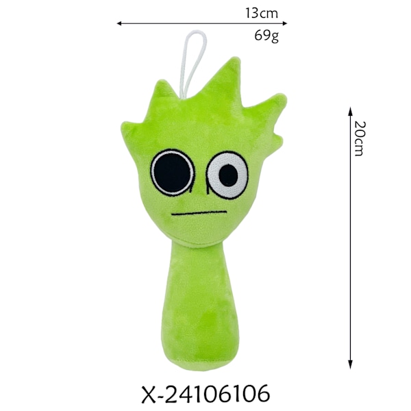 Xbi- Sprunki plysj rytmeboks nytt spill plysj leketøysfigur Green Exploding Head