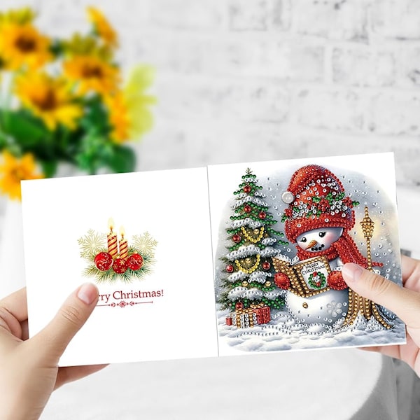 DIY Diamantkonst Julgranskortsset, 12/8/6/4-pack, Handgjorda Julhälsningar HK052