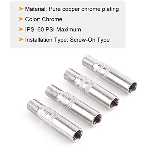 4 kpl venttiilin pidennysadapteria, Keenso Metal Automotive Wheel Valve Caps Stem Extensions Extender Car Truck Van Caravan, hopea