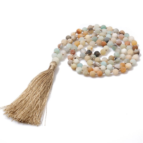 108 Mara Bead Halsband Semi-Precious Meditation Necklace 108 Handknuten japanska