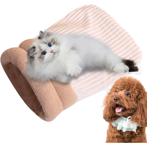 Plush Kattsäck, Tvättad Stor Kattsäng, Mysig Plushväska för Vintern Beige 36 x D 25 x H 25 cm