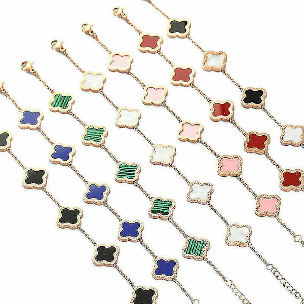 Onnen neljänlehtisepäisen apilan rannekoru pari 18k Rose Gold Unfading red