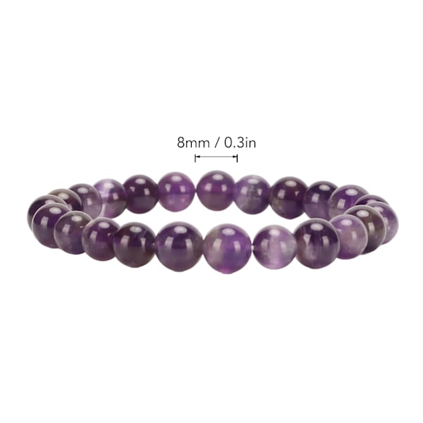 Elegant perlearmbånd med diameter på 8 mm - strækbart armbånd med naturlige krystaller til unisex meditation, dekompression og gave - ametyst Amethyst