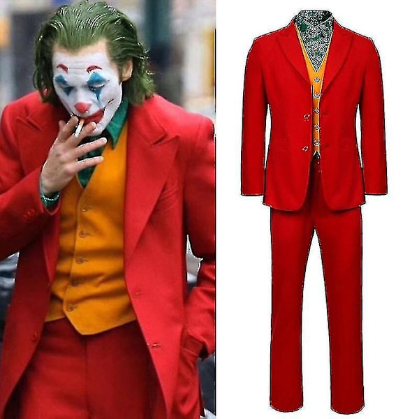 Movie Joker Cosplay Kostym Arthur Fleck Full Set Halloween Fancy Dress Carnival Kostym för kvinnor och barn XG1 Med peruk 140 cm With wig 140 cm