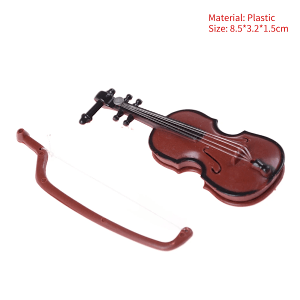 8 cm samling Dekorative pyntegenstande Modeldekoration Gaver med stativ Miniature musikinstrumenter Minifiol Træ Plast A