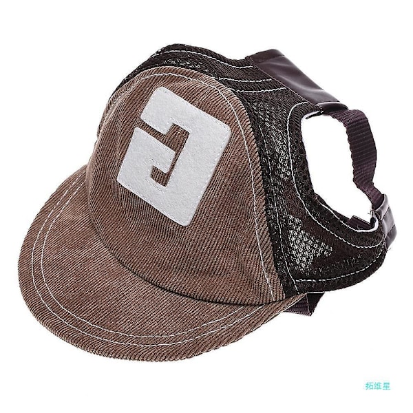Justerbar pustende baseballcaps for kjæledyr, sportscaps, solbeskyttelse for utendørs bruk, hundecaps med ørehuller Coffee Coffee L