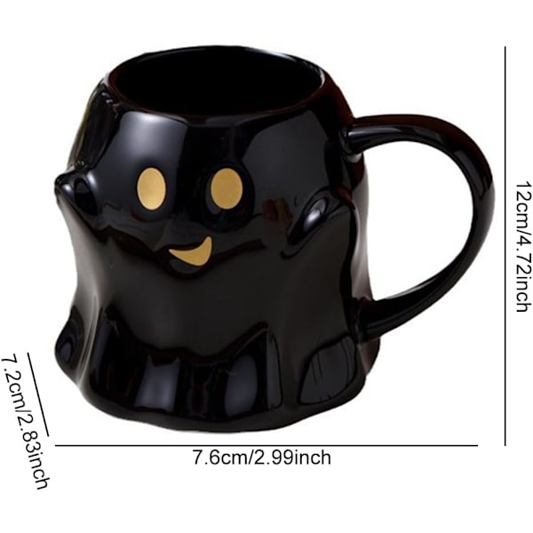 400ml Halloween Spøkelses Keramikkopp, Søt Spøkelsesansikt Kanne black