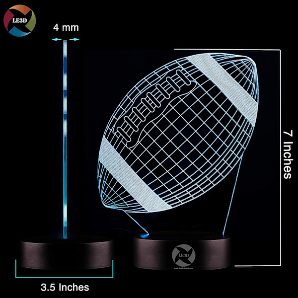3D optisk illusjonsnattlampe - 7 LED-fargeskiftlampe
