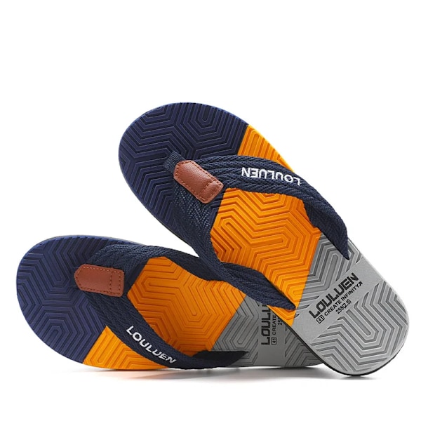 Män Flip Flops Slides 2023 Trend Sommar Anti-Slipd Man Toffpar Outdoor Light Casual Beach Man Sandaler Hushåll Slides For Män Dark blue 41