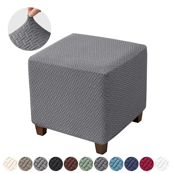 1 st Jacquard stretch ottoman pall täckt elastisk fyrkantig fotpall täcker all-inclusive hållbara fotstöd slipcovers vardagsrum A7  ottoman cover small