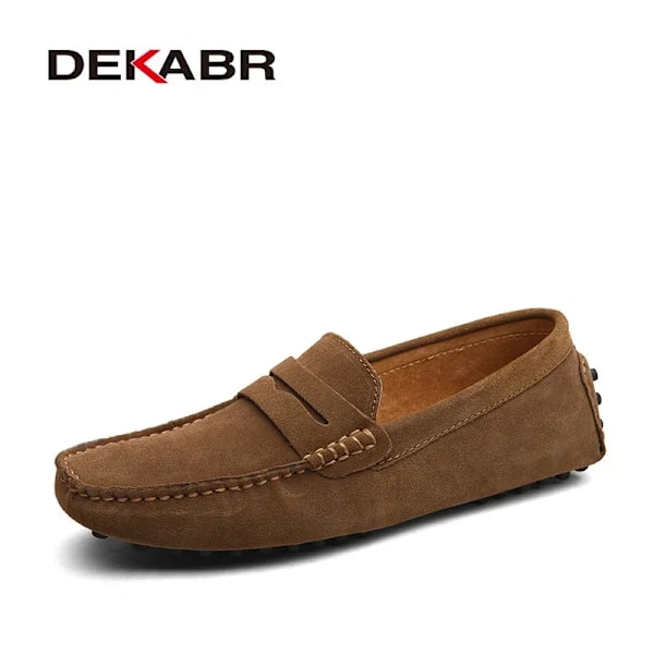 Dekabr Brand Spring Sommar Hot Sell Moccasins Män Loafers Hög Kvalitet Äkta Läder Skor Män Platt Lättviktiga Körskor 01 Khaki 15