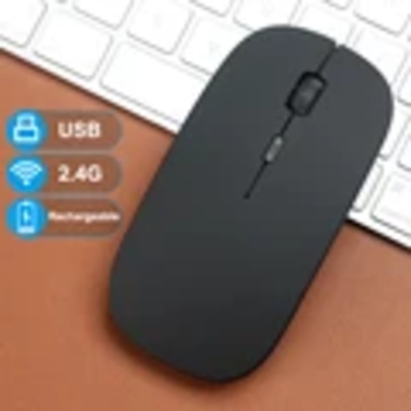 Oppladbar trådløs mus Gamer 2.4G USB Bluetooth-kompatibel mus for bærbar PC Pad Tablet Macbook Ergonomisk spillmus Svart 1