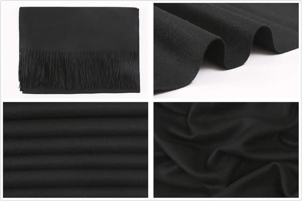 Damhalsduk, elegant omlottscarf, 200 x 70 cm, för vinterbröllop, fester och galamiddagar, svart