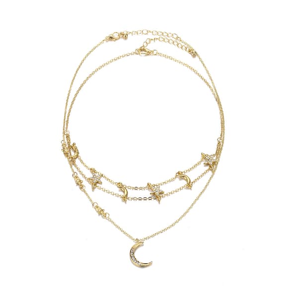 Guld Måne og Stjerner Halskæde til Kvinder Mode Guld Choker Halskæde Delikate Måne Stjerne smykker til Kvinder og Piger