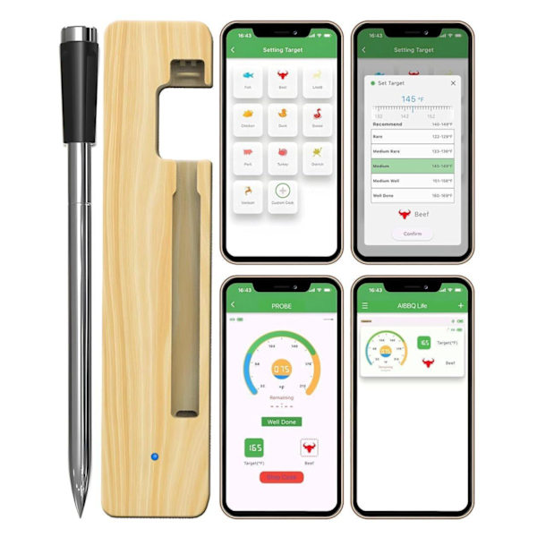Digital kötttermometer Trådlös dubbelsensor Bluetooth BBQ-termometer för grillning, matlagning, rökning