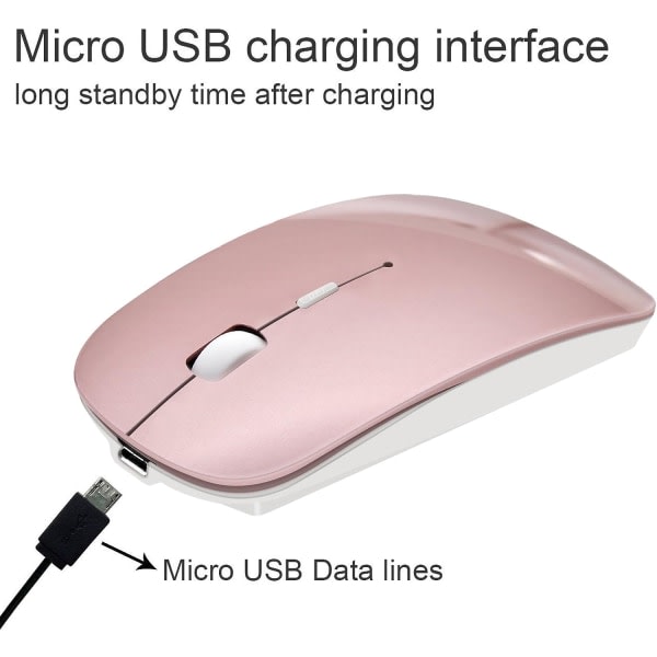 2,4G trådlös uppladdningsbar optisk mus med USB Nano-mottagare SQBB