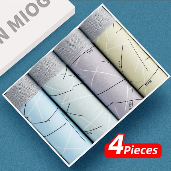 4 kpl Miesten Boxerit Urheilualusvaatteet Kalsongit Shortsit 2XL 3XL 4XL Hengittävä Muoti Urheilu Monivärinen 4XL