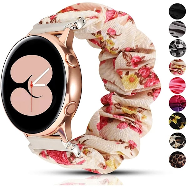 Elastisk nylon för Samsung Galaxy Watch 4 40mm 44mm band Scrunchies armband för Samsung Galaxy Watch4 Classic 42/46mm Svart 22mm