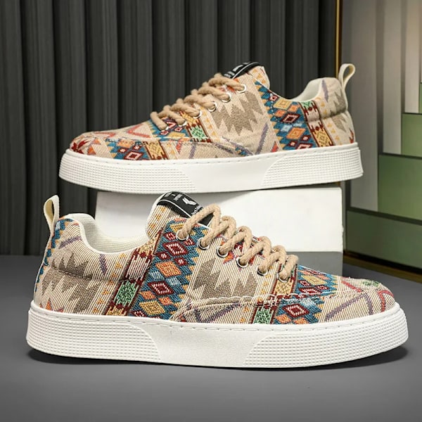 Män Vulkaniserade Skor Sommaren Canvas Casual Sport Bekväm Andningsbart Skateboard Fashion Spets Up Sneakers För Män Khaki 40