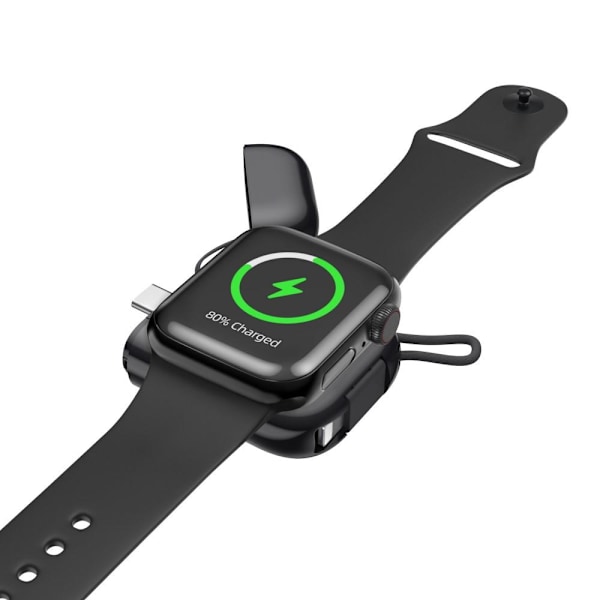 Qi Trådløs Powerbank til Apple Watch Series 7/6/5/4/3/2/1 2580mAh Black Svart