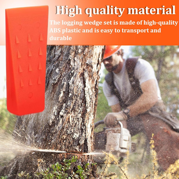 Fällkilar 4-pack 5 tum Fällkil Stabila plastkedjor Sågkilar med halkfria stötar för avverkningsutrustning Gul + orange träklyvare gul+orange