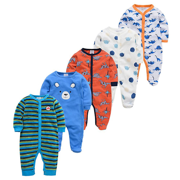 Våren Baby Pyjamas Jenter Gutter Jumpsuit 126 % Bomull Pustende Myk Jumpsuit Mørk Grå Dark Grey 6-9M