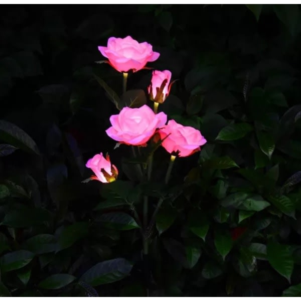 SQBB Solar LED konstgjorda rosenljus för utomhusdekor Trädgård Gård Uteplats Gravkyrkogård Balkong Juldekoration - Rosa