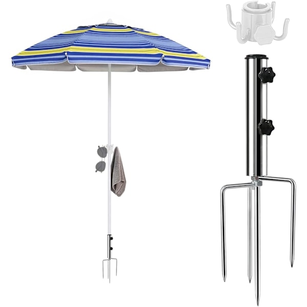 Parasol Jordspyd - Aftagelig Parasolholder med 4 Plukke, til Strand, Sand, Havebrug