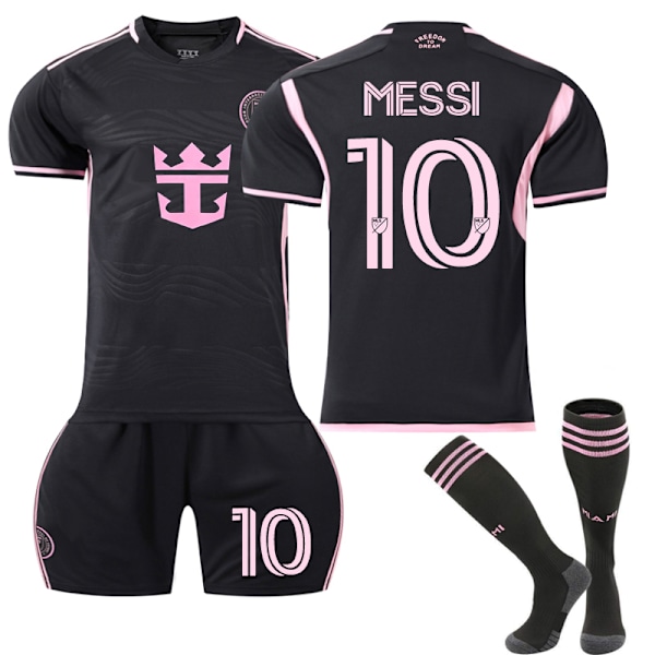 2024 Inter Miami CF Away Fotbollströja med strumpor för Kid nr 10 Messi Away adult L