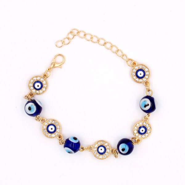 Evil Eye Beaded Charm Stretch Armband Blue Eye Bead Armband