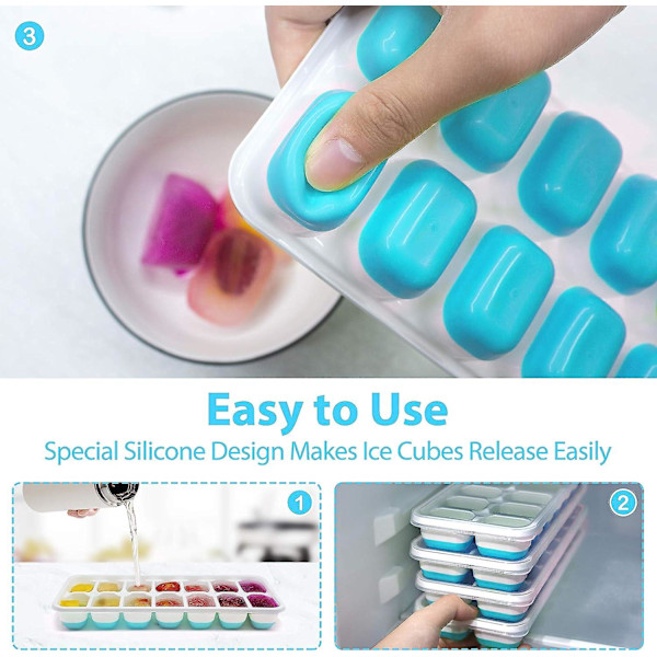 Isform 4-pack med spillskydd, isform Lfgb-certifierad Bpa-fri, isformar silikon 56 isbitar lätta att ta bort, för frysning